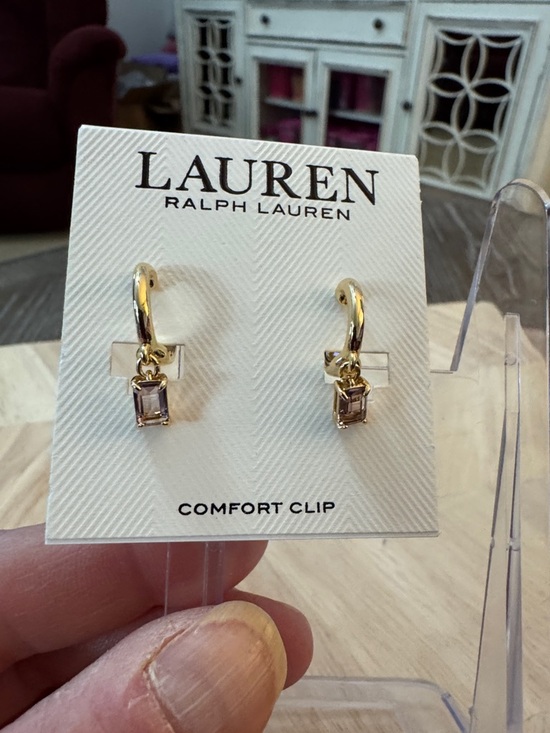 Lauren Ralph Lauren Jewelry - Lauren Ralph Lauren Gold Hoop Earrings with purple Rectangular Stones